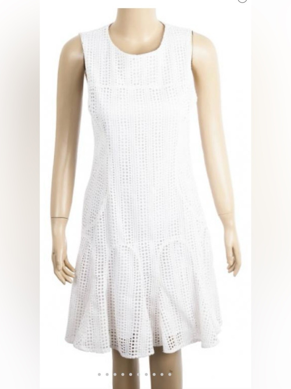 10 Crosby Derek Lam White Eyelet Square-Pattern Shift Dress